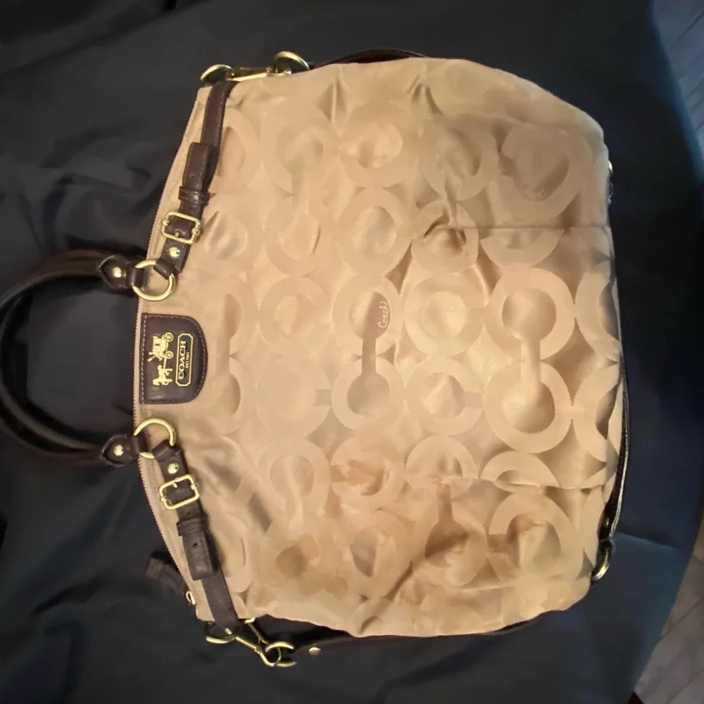 Coach Beige and Brown Signature Satchel - Picture 3 of 13